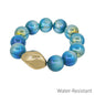 Water Resistant Chunky 18MM Blue Beaded with Gold Accent