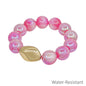 Water Resistant Chunky 18MM Pink Beaded with Gold Accent