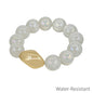 Water Resistant Chunky 18MM White Beaded with Gold Accent