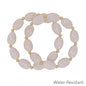 Set of 2 Light Pink Oval Acrylic and Gold Beaded Stretch Bracelets