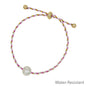 Pink and Cream Pull String Threaded with Freshwater Pearl Bracelet
