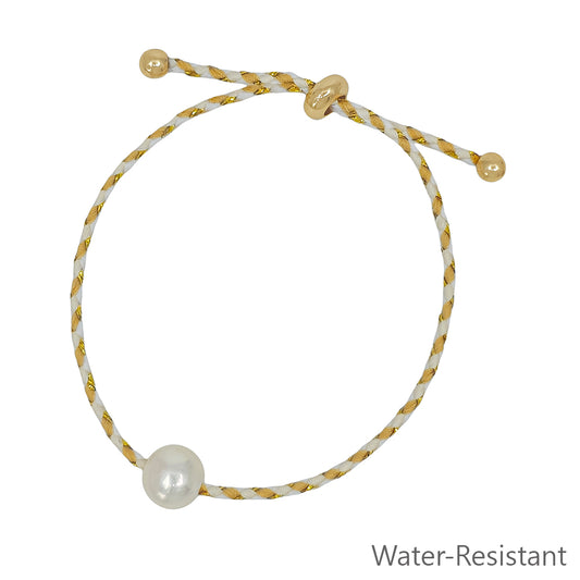 Natural and Cream Pull String Threaded with Freshwater Pearl Bracelet