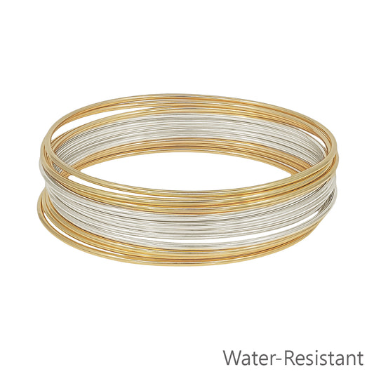 Water Resistant Thin Set of 12 Gold and Silver Bangles