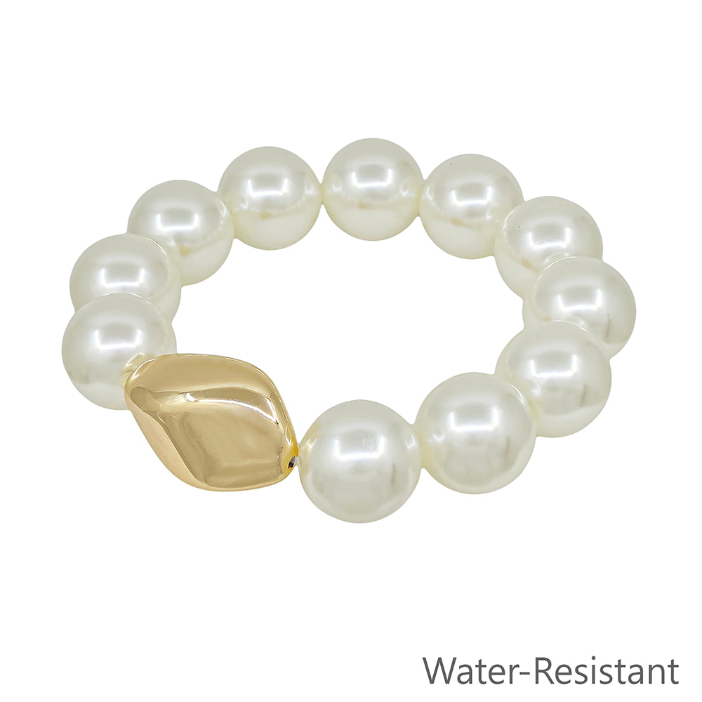 Water Resistant Chunky 18MM Pearl Beaded with Gold Accent