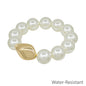 Water Resistant Chunky 18MM Pearl Beaded with Gold Accent