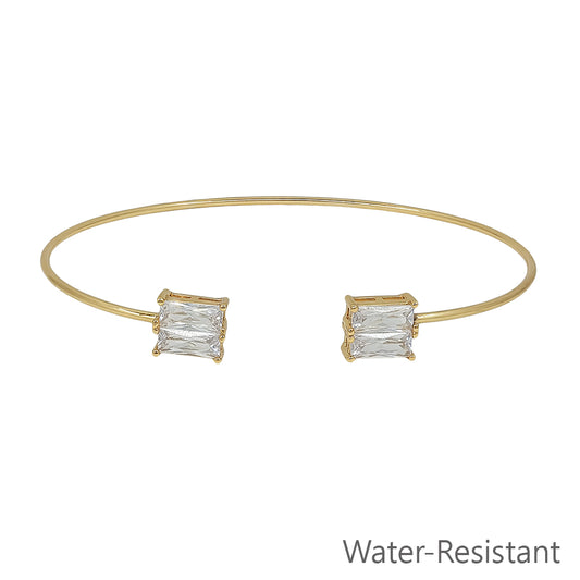 Thin Gold Bracelet with Rectangle Crystal Accents