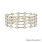 Water Resistant Set of 4 6MM Gold & Silver Beaded Stretch Bracelet