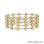 Water Resistant Set of 4 6MM Gold Beaded Stretch Bracelet