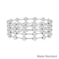 Water Resistant Set of 4 6MM Silver Beaded Stretch Bracelet