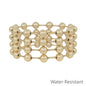 Water Resistant Set of 4 8MM Gold Beaded and Gold Bar Stretch Bracelets