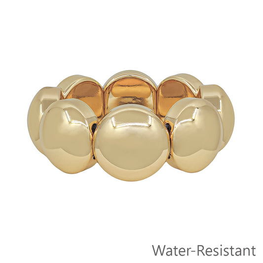 1" Gold Bold Round Metal Stretch Bracelet