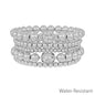 Water Resistant Silver Set of 6 Beaded Stretch Bracelets with Rhinestone Accents