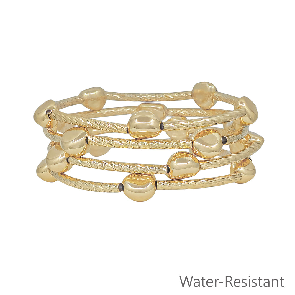 Water Resistant Set of 4 Gold Tubbing with Nugget Accents