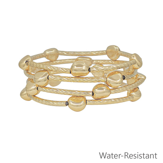Water Resistant Set of 4 Gold Tubbing with Nugget Accents