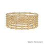 Water Resistant Set of 6 4MM and 3MM Gold Beaded Stretch Bracelets