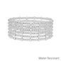 Water Resistant Set of 6 4MM and 3MM Silver Beaded Stretch Bracelets