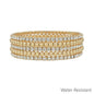 Water Resistant Set of 5 Rhinestone Tennis Chain with 4MM Beaded Stretch Bracelet