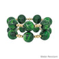 Water Resistant Set of 2 Gold Beaded with 20MM Large Emerald Green Stretch Bracelets