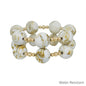 Water Resistant Set of 2 Gold Beaded with 20MM Large Natural Marbled Stretch Bracelets