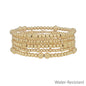 Water Resistant Gold Beaded Set of 5 Stretch Bracelets