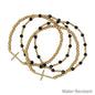 Water Resistant Set of 4 4MM and 2MM Black Beaded Stretch Bracelets