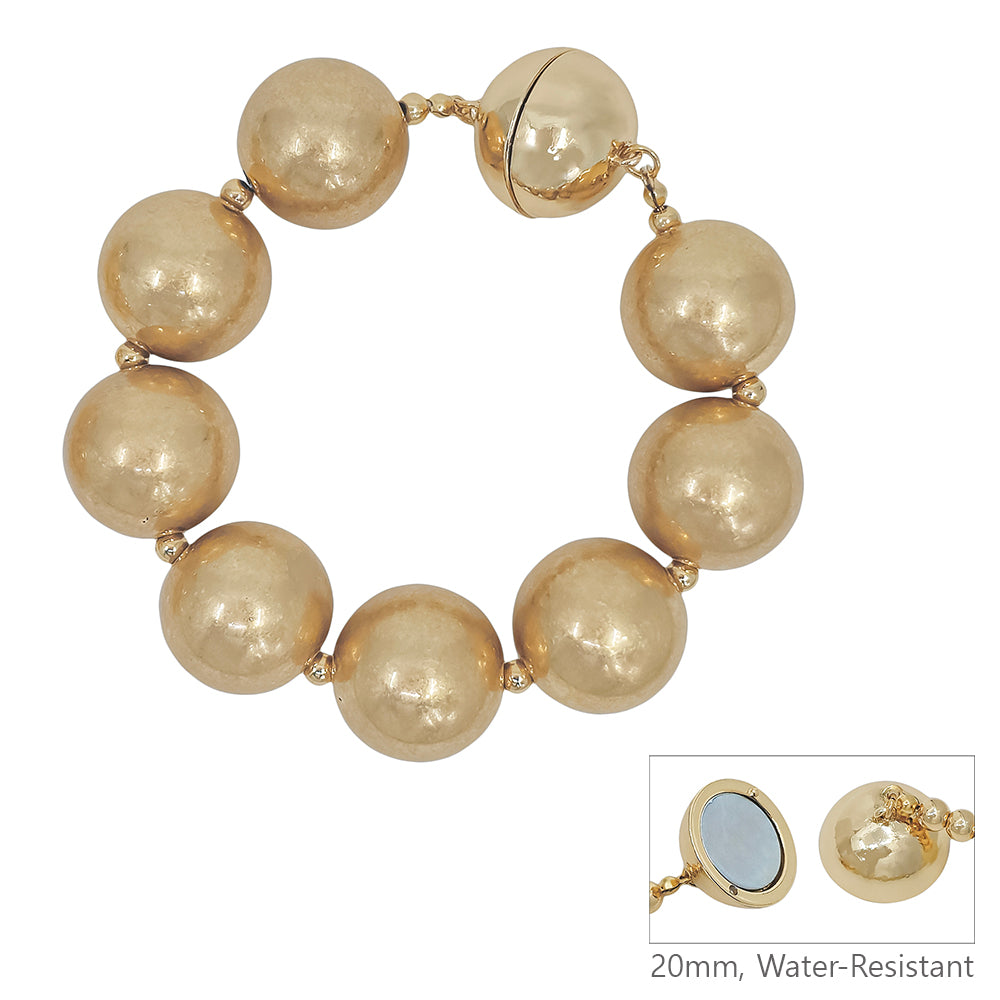 20MM Matte Gold Beaded Magnetic Closure Bracelet