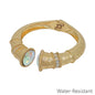 Water Resistant Worn Gold Classy Hinged Bracelet with AB Clear Crystal Accents