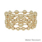 Water Resistant Gold Beaded 10MM Set of 4 Stretch Bracelets