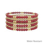 Maroon and Gold Beaded Set of 7 Stretch Bracelets