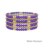 Purple and Gold Beaded Set of 7 Stretch Bracelets