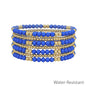 Royal Blue and Gold Beaded Set of 7 Stretch Bracelets