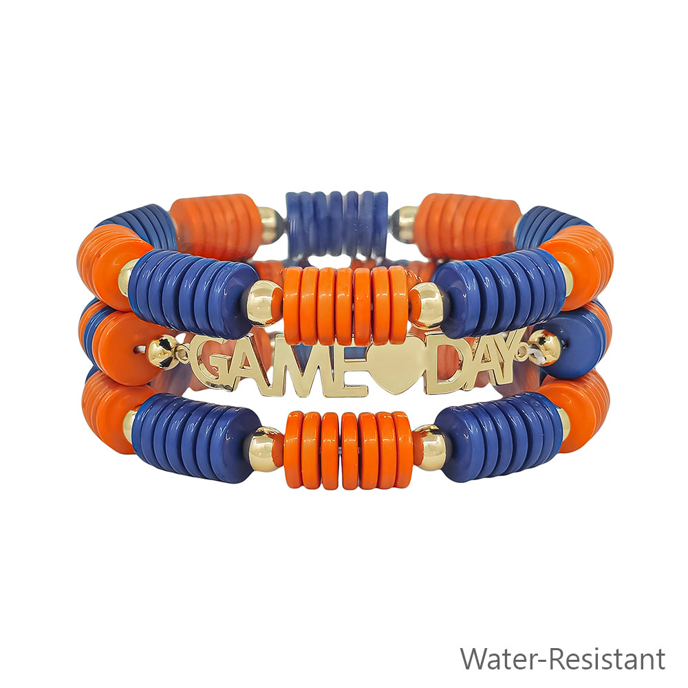 Orange and Navy Gameday Set of 3 Stretch Bracelets