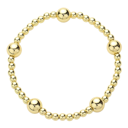Waterproof Stainless-Steel 4mm Gold Beaded with 8mm Gold Bead Accent