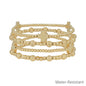Water Resistant Gold Beaded with Cross Set of 4 Stretch Bracelets