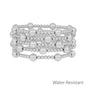 Water Resistant Set of 5 8MM & 4MM Silver Beaded Stretch Bracelets