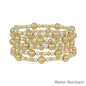 Water Resistant Set of 5 8MM & 4MM Gold and Pearl Beaded Stretch Bracelets