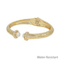 Water Resistant Matte Gold with Pearl Accents Hinged Bracelet
