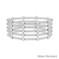 Water Resistant Set of 5 5MM & 3MM Silver Beaded Stretch Bracelet Set