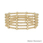 Water Resistant Set of 5 5MM & 3MM Gold Beaded Stretch Bracelet Set