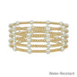 Water Resistant Set of 5 5MM & 3MM Pearl Beaded Stretch Bracelet Set
