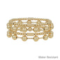 Water Resistant Set of 4 8MM Gold Beaded and Bar Stretch Bracelets