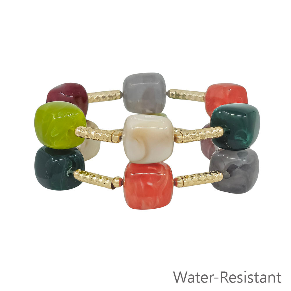 Multi Beaded Set of 2 16MM Beaded Stretch Bracelets
