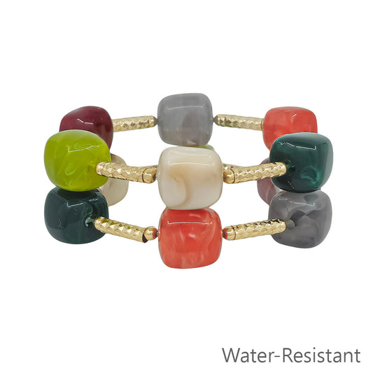 Multi Beaded Set of 2 16MM Beaded Stretch Bracelets