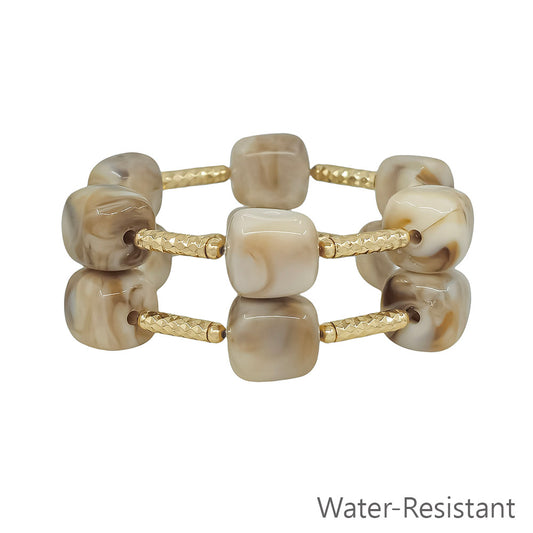 Natural Beaded Set of 2 16MM Beaded Stretch Bracelets