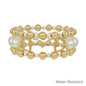 Water Resistant Gold and Pearl with Horse Bit Stretch Bracelets
