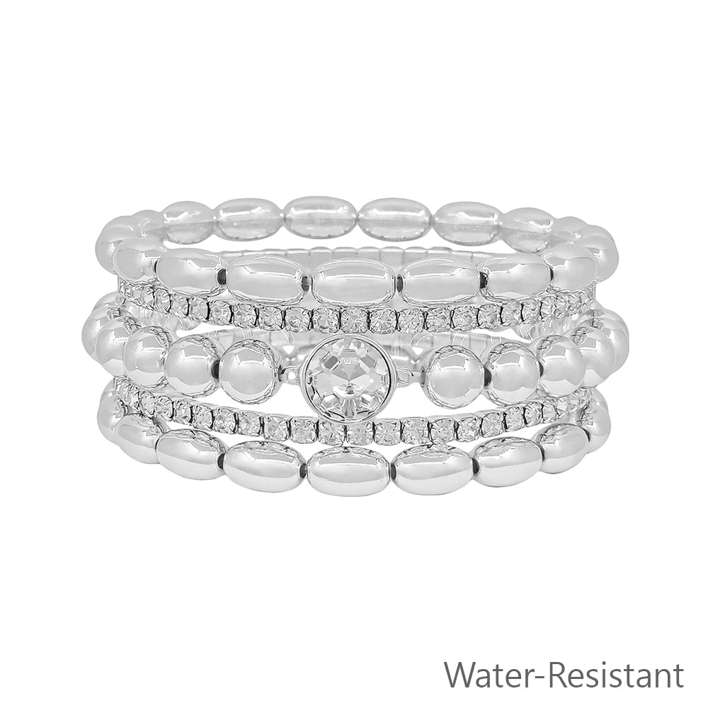 Water Resistant Silver Set of 5 8MM Tennis Charm Bracelet