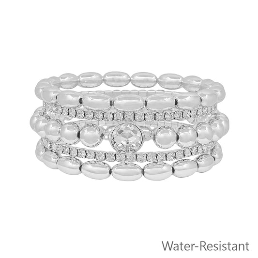 Water Resistant Silver Set of 5 8MM Tennis Charm Bracelet
