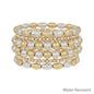 Water Resistant Set of 6 Gold and Silver Oval Beaded 4 and 8mm Stretch Bracelet