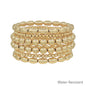 Water Resistant Set of 6 Gold Oval Beaded 4 and 8mm Stretch Bracelet