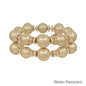 Water Resistant Matte Gold Beaded Set of 2 Bracelets